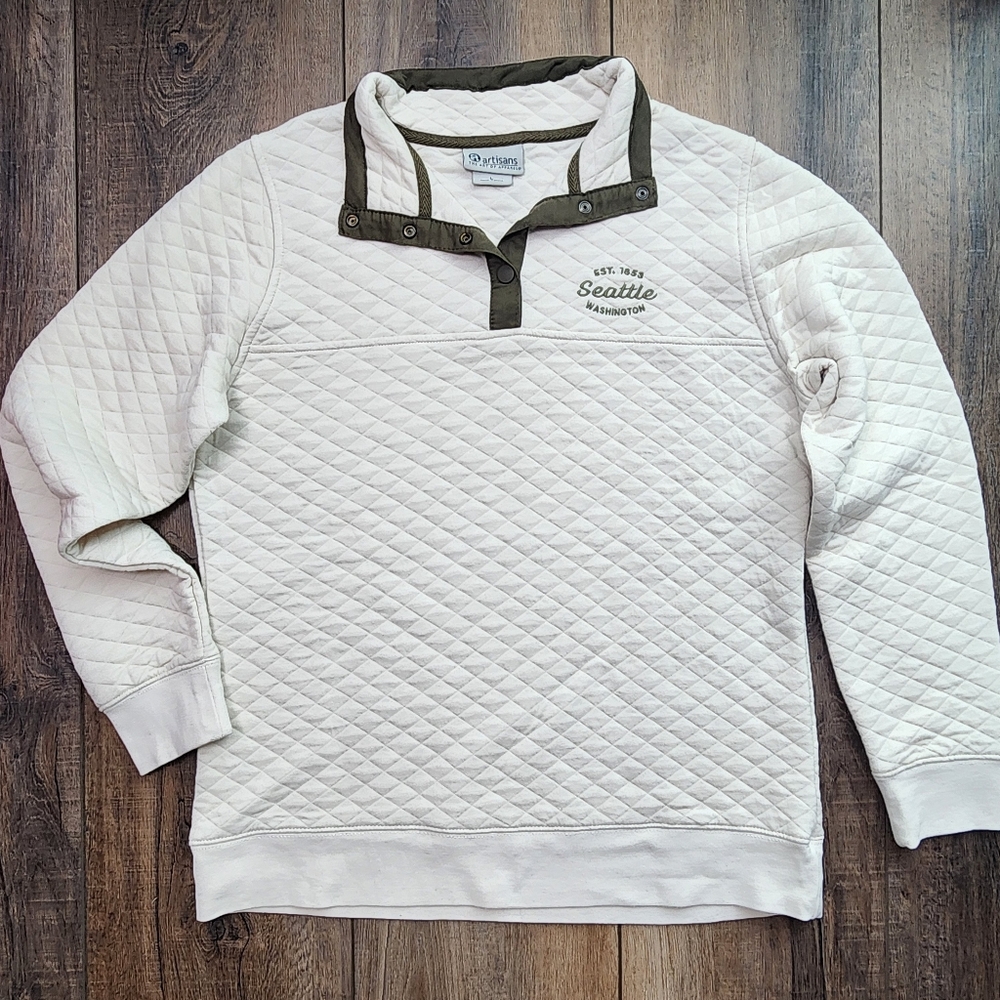 Qulted 1/4 snap pullover with Seattle, Washington embroidery size Large